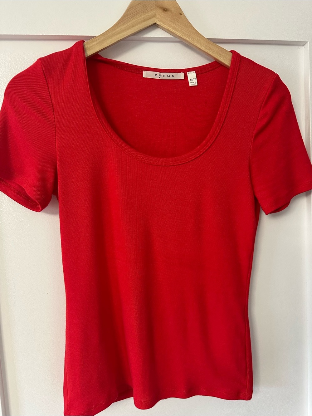 Cyrus Bright Red Scoop Neck Short Sleeve Tee